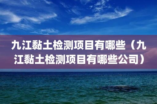 九江黏土检测项目有哪些（九江黏土检测项目有哪些公司）